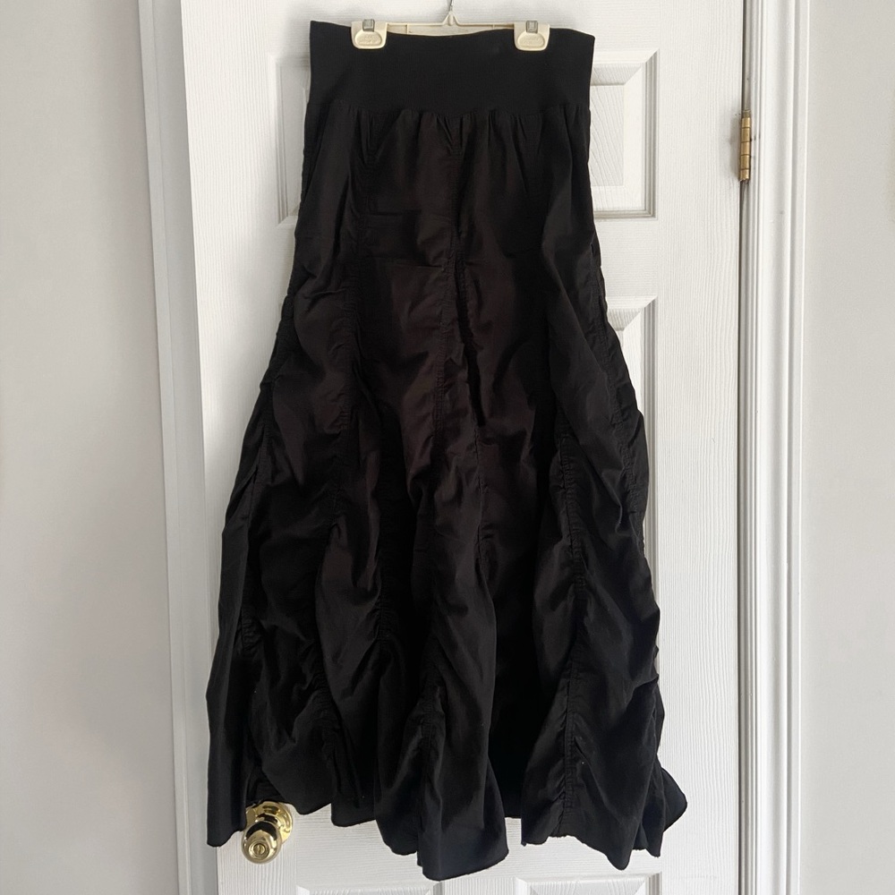 Hurley Black Maxi Skirt with Gathered Panels